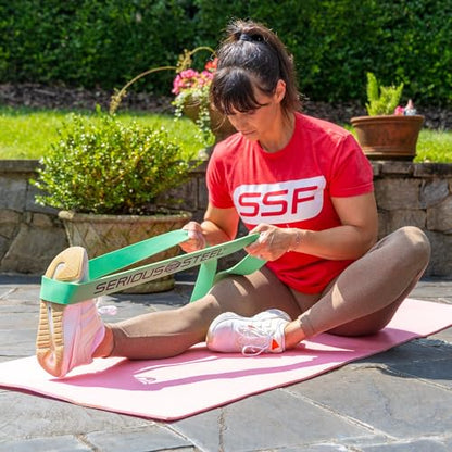 Serious Steel Fitness 37" Resistance Training Bands (Portable Exercise Band System Training Bands- Great for Individuals Looking for Tension Throughout The Exercise) - color: #4 Green (50-120 lbs.)