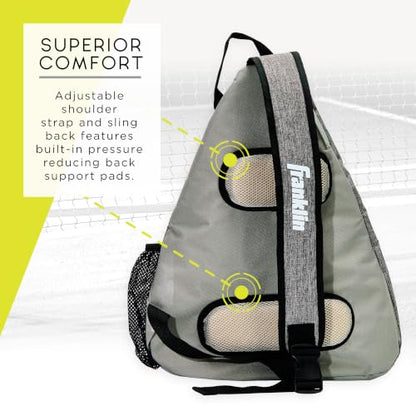 Franklin Sports Pickleball Bags - Sling Bag Backpack for Gear + Equipment - Men + Women - Holds Paddles, Balls + Accessories - color: Gray