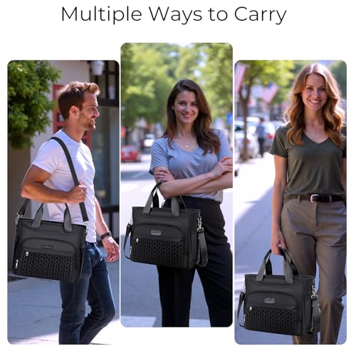 AIJIEKE Large Insulated Lunch Bag for Men Women, Leakproof Work Lunch Box | Keeps food fresh 8-12 hours. Spacious multi-pocket design with a removable strap. Water-resistant and easy-wipe interior - color: A.Black