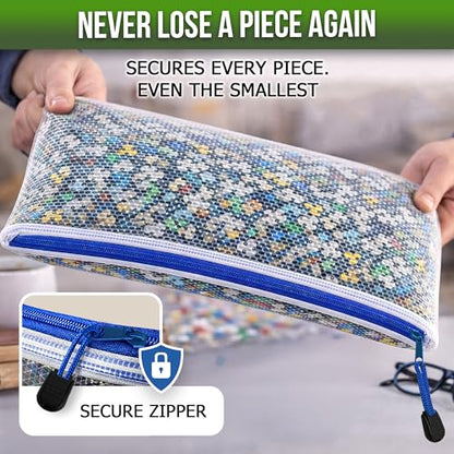 10 Pack Mesh Zipper Pouch Bags A3-12x18 - Plastic Zipper Pouches for Organizing - Board Game Organizers - Large Zippered Pouch Bag - Mesh Pouches with Zippered - Board Game Bags - Puzzle Storage - size: 10 Pack A3