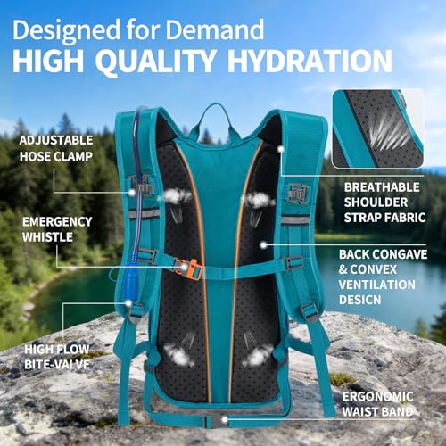 KABAQOO Hydration Backpack, 18L Multipurpose Hiking Backpack with 3L Water Bladder, Water Backpack Insulated Hydration Pack Ideal for Hiking and Cycling - color: Lake Blue