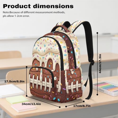 Suobstales Football Ice Cream Drip Print Kids Backpack for Boys Girls Elementary Students Bookbag Middle School Bag Lightweight Waterproof Children Travel Bag Backpacks Laptop Bag, 17 Inch - color: Football Ice Cream Drip 2