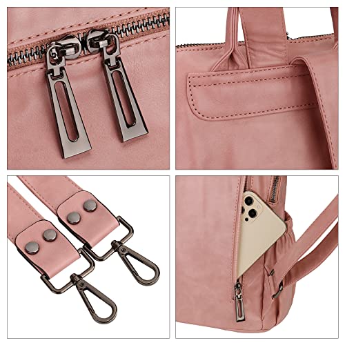 Uromee Travel Backpack Purse for Women Vegan Leather Ladies Fashion Tassel Shoulder Bag Convertible - color: 0243 Pink