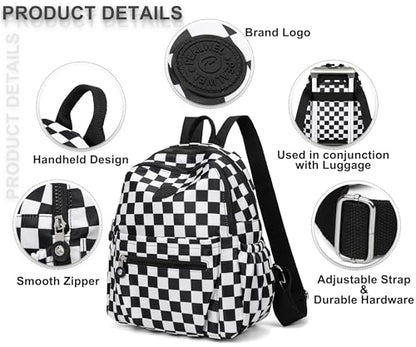 Pealwel Mini Backpack Purse for Women,Small Nylon backpacks for Ladies Backpacks Women Anti Theft Travel Bag (White&Black) - color: White&black