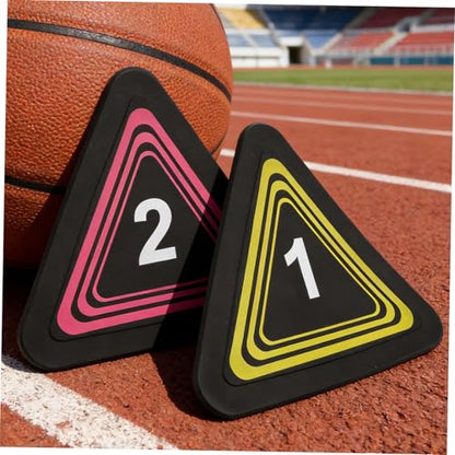 TOYANDONA 10pcs Non-Slip Football Triangle Field Markers with Numbers 1-10, Gym Agility Dots for Basketball Speed Training and Fitness Drills