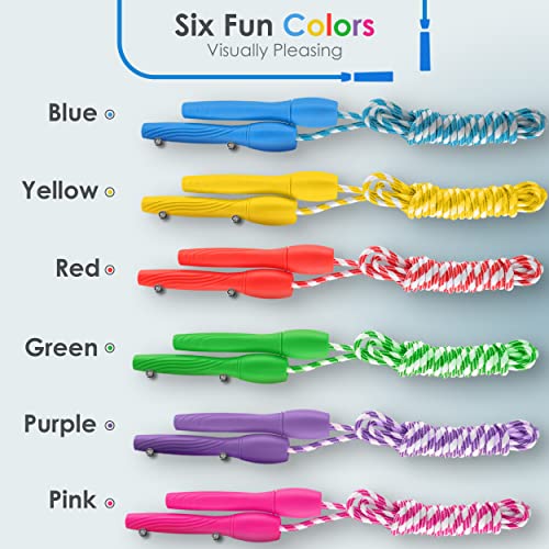 Ram Pro All Purpose Jump Rope Stripe Ropes With Plastic Handles for any Skill Level, 12PK, 6 colors (2 of each)