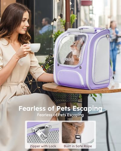 Pecute Cat Backpack Carrier,Large Space Cat Bubble Backpack,Light Purple - color: Light Purple, size: 12.6"L x 10.2"W x 16.5"H