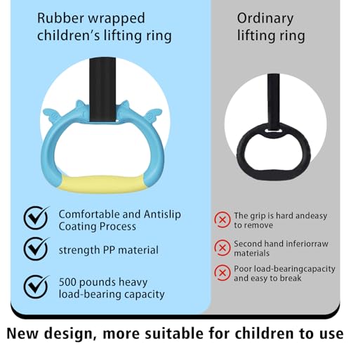 Gymnastics Rings, Children's Home Gym Equipment, Children's Adjustable Strap Strength Training Rings, Pulling Rings for Physical Training - color: blue