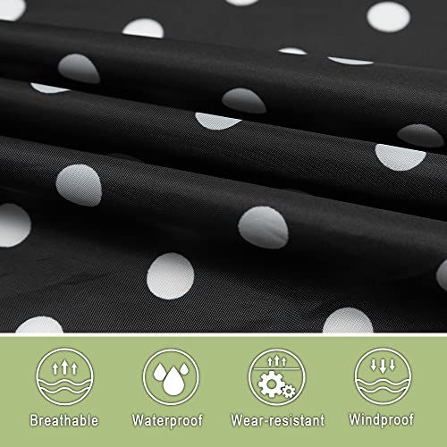 Fashion Hooded Rain Poncho Waterproof Raincoat Jacket with pocket for Women/Men/Adult - color: Black Dot