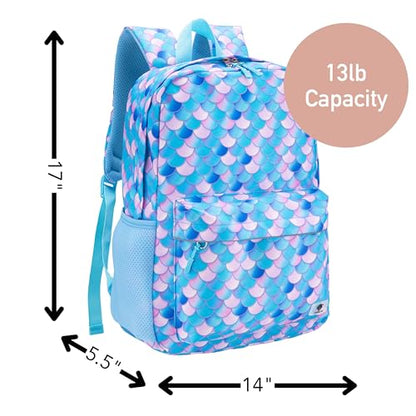 Fenrici Mermaid Backpack for Girls, Teens, Girls' Backpack for School, Kids' Bookbags with Padded Laptop Compartment, Mermaid Scale, Turquoise, Blue, 17 Inch - color: Turquoise Mermaid
