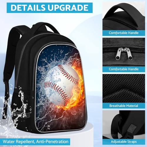TILYTADLY School Backpack for Boys - Baseball Boys Backpack for Kids Children Teens Elementary Middle School - Students Bag for Ages 6-18,17″Bookbag Multifunctional Large Capacity - color: Baseball-03-backpack Only