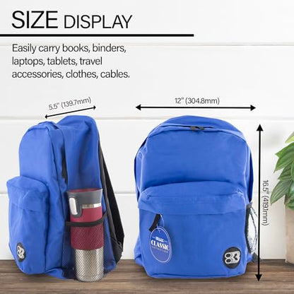 BAZIC 1051 Classic Backpack, Blue, 17" - color: Blue, size: 17"