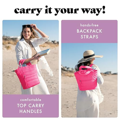 Fit & Fresh Mari Insulated Soft Backpack Cooler Tote, 12-Can Capacity - color: Hot Pink