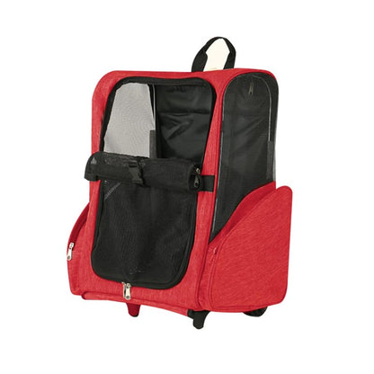 Pet Trolley Bag Cat Dog Travel Bag Portable & Breathable Pet Carrier Backpack - Lightweight Dual-Shoulder Design for Easy Travel with Your Beloved Companion Scalable Pull Rod pet Bag (Red) - color: Red