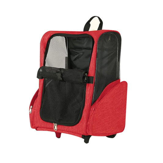 Pet Trolley Bag Cat Dog Travel Bag Portable & Breathable Pet Carrier Backpack - Lightweight Dual-Shoulder Design for Easy Travel with Your Beloved Companion Scalable Pull Rod pet Bag (Red) - color: Red