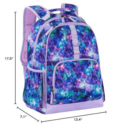 Choco Mocha Kids Backpack for Girls Galaxy Backpack Kids Elementary School Backpack for Girls Ages 6-8 Kid Bookbag 17 Inch with Chest Strap, Purple - color: Purple-galaxy