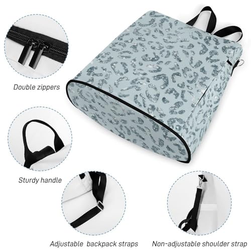 Leopard Print Baby Blue Backpack Purse for Women Anti-Theft Bag Fashion Bags Ladies Shoulder Travel Bag - color: Leopard Print Baby Blue, size: No Custom