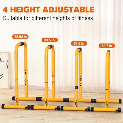 RELIFE REBUILD YOUR LIFE Dip Station Functional Heavy Duty Dip Stands Fitness Workout Dip bar Station Stabilizer Parallette Push Up Stand - color: Yellow