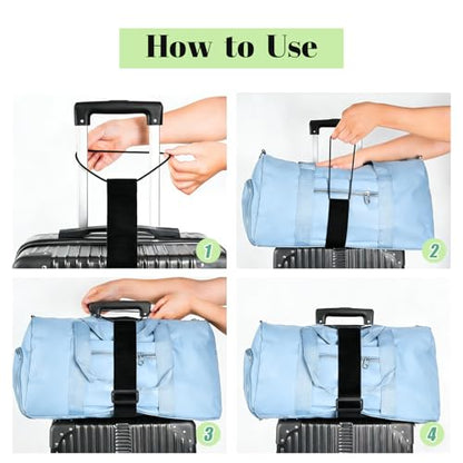 Multi Use Strong Adjustable Luggage Connector Straps for Suitcases,2 Pack Flexible Luggage Accessories Elastic Fastening Bag Strap (Black) - color: Black
