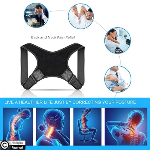 Adjustable Posture Corrector Brace for Men Universal Fit Upper Back, Shoulder & Clavicle Support, Helps Improve Posture & Relieve Neck, Shoulder & Back Pain (Patented Design)