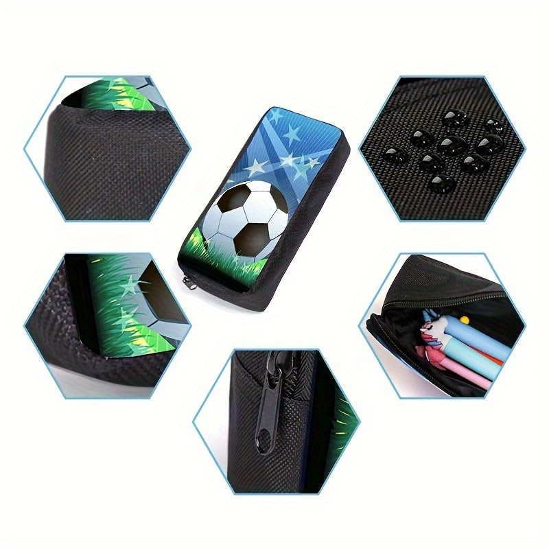 3PCS Soccer Backpack Set, 16" Lightweight Football Daypack, Soccer Ball Print Casual Laptop Backpack for Travel Camping Work (style-10) - color: Style-10