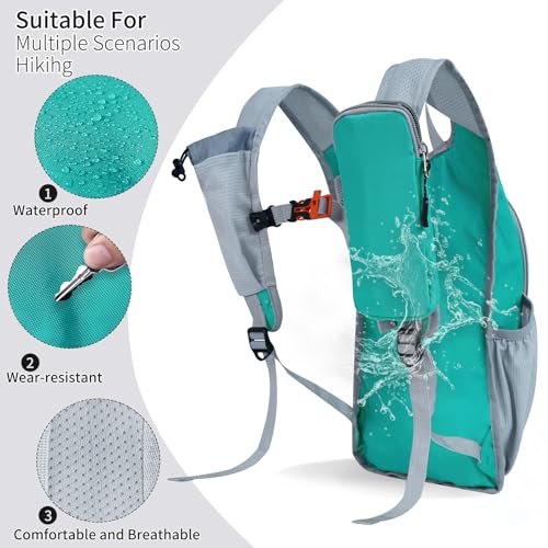 Hiking Backpack 10L/15L Small Daypack Lightweight Packable Travel Foldable Water Resistan for Women Men (Lake Green, 15L) - color: Lake Green, size: 15L