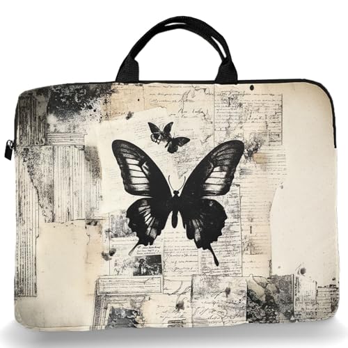 15-Inch Laptop Sleeve – Stylish, Lightweight, Shockproof, Water-Resistant Case for Lenovo, HP, Dell, Asus Notebooks - Black and White Butterfly - color: Black and White Butterfly