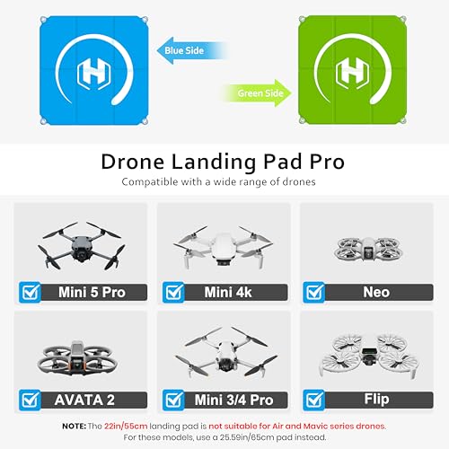 STARTRC PHOTO Drone Landing Pad Foldable 2x3 Fast-Fold, (22in/55cm) Double-Sided Waterproof Launch Pad, Weighted Helipad for DJI Mini 4 Pro/Mini 4k/AIR 3S/Neo/Mini 3/Mini 2 se/Avata 2/Flip Drone Accessories (Blue-Green) - size: 22in/55cm