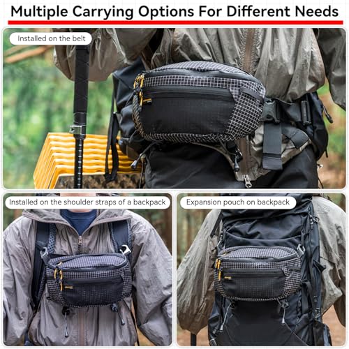 HIKEMAN Strap Pack Pouches for Backpack, Lightweight Phone Pocket, Large Capacity and Waterproof Fanny Pack Multi-functional Outdoor Bag for Hiking, Running, Travel, Cycling (Army Green) - color: Army Green