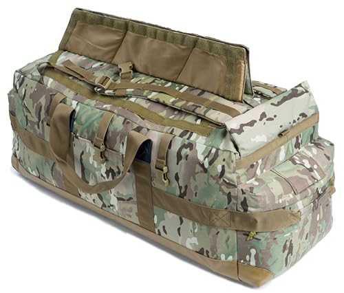 Large Military Duffle Bag Backpack Tactical Field Gear Equipment Duffel Bag Army Deployment Bag 85L - color: At Camo