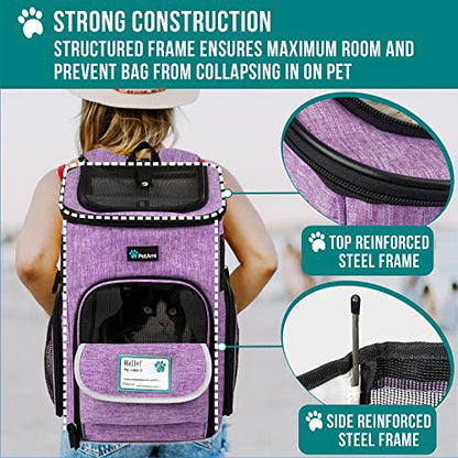 PetAmi Dog Backpack Carrier, Airline Approved 4-Way Entry Cat Backpack Carrier, Ventilated Mesh, Collapsible Pet Carrier for Small Puppy, Kitten, Hiking, Travel Car, Vet, up to 18 lbs, Purple - color: Purple