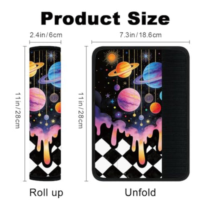 2Pcs Soft Auto Seat Belt Cover Pads, Galaxy Planet Car Seatbelt Shoulder Cushion for Comfortable Driving, Compatible with All Cars' Seatbelt and Backpack Straps 11x2.4inch - color: Galaxy