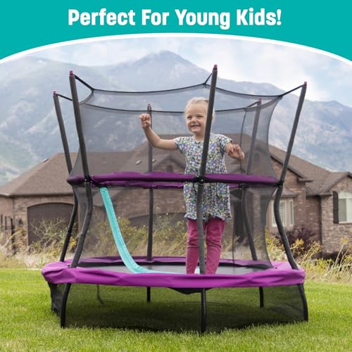 Skywalker Trampolines 60" No-Spring Design Mini Trampoline for Kids and Toddlers with Enclosure Net - color: Purple