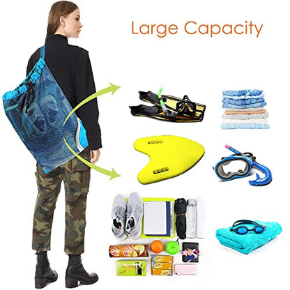 BeeGreen Mesh Drawstring Bag Swim Backpack for Beach Pool Sports Gym Draw String Cinch Bags for Swimming Soccer Basketball Gear Teal - color: Teal, style: Mesh Bag