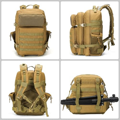 gracedon Tactical Backpack - Military Molle Bag 3 Days Pack for men and Women Large Assault Rucksack 45L (Khaki) - color: Khaki