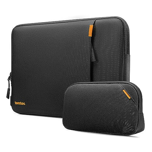 tomtoc 360 Protective Laptop Sleeve Set for 14-inch MacBook Pro M5 Pro/Max (2026) A3426 A3427 A3434 M4/M3/M2/M1 A3112 A3401 A3185, Water-Resistant Lapop Case Bag with Accessory Pouch for Dell XPS 14 - color: Black, size: 14-inch
