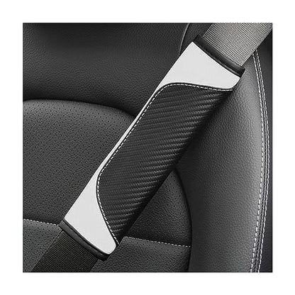 AUCELI 2PCS Car Seat Belt Cover, Carbon Fiber Seatbelt Shoulder Strap Covers, Breathable Leather Soft Harness Pad Protect Your Neck and Shoulder Compatible with Cars - color: Black/White