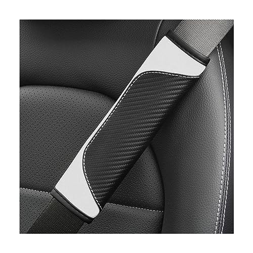 AUCELI 2PCS Car Seat Belt Cover, Carbon Fiber Seatbelt Shoulder Strap Covers, Breathable Leather Soft Harness Pad Protect Your Neck and Shoulder Compatible with Cars - color: Black/White
