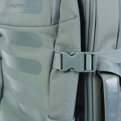 Hedgren TRIP LARGE Travel Backpack – Expandable, Water-Repellent RPET, Carry-On with RFID Protection, Laptop & Clothing Compartments, Rain Cover & Smart Sleeve - 36.2 L (Grey-Green) - color: Grey/Green