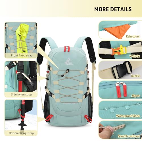 Bseash 40L Waterproof Hiking Backpack with Rain Cover, Outdoor Sport Travel Bag Daypack for Camping Climbing Skiing Cycling (Milk Green) - color: Milk Green