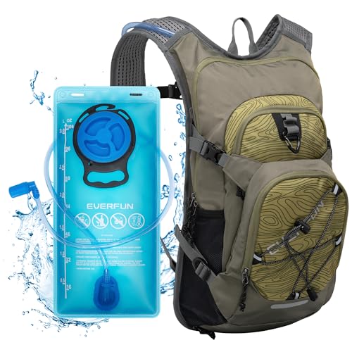 Everfun Hydration Backpack 18L with Water Bladder 2L/3L Hiking Water Backpack Women Men Hydration Pack Insulated Lightweight Day Hydropack with Storage for Hiking, Biking, Running, Festival - color: Olive Green, size: 3L Bladder
