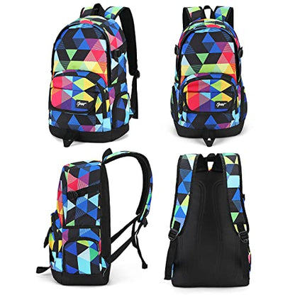 rickyh style School Backpack Travel Bag for Men & Women Lightweight College Back Pack with Laptop Compartmen - color: 04 Triangle Color