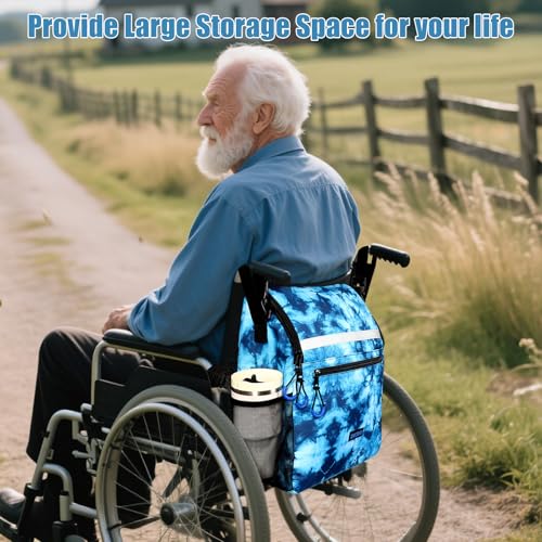 ZHCHG Wheelchair Bags, Wheelchair Backpack with Cup Holder, Wheelchair Bags to Hang on Back, Electric Wheel Chair Accessories, Large Storage Bag for Walker Rollator- Cyan - style: Cyan