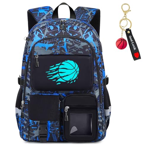 School Backpack for Boys - Basketball Boys Backpack for Kids Children Teens Elementary Middle School Students - 18" Large Capacity School Bookbag with Multiple Pockets - color: Basketball-backpack Only
