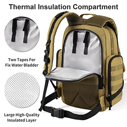 SHARKMOUTH Diaper Bag Backpack for Dad and Mom, Military Molle diaper Pack with Insulated Bottle Holders and Wipe Pocket - color: Tan