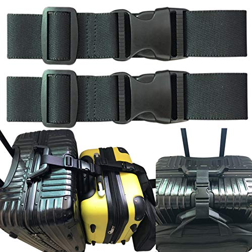 2pcs Travel Luggage Straps for Suitcases, Two Add a Bag Travel Luggage Adjustable Buckle Belt Travel Accessories Connector Attachment - Connect Your 3 luggages
