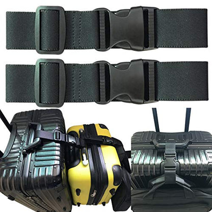 2pcs Travel Luggage Straps for Suitcases, Two Add a Bag Travel Luggage Adjustable Buckle Belt Travel Accessories Connector Attachment - Connect Your 3 luggages