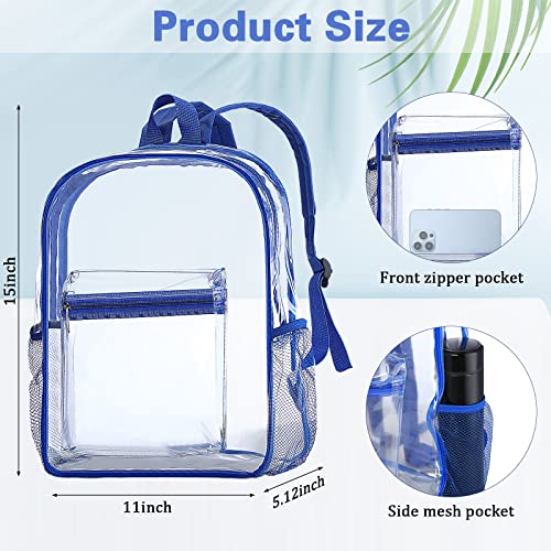 WILLBOND 12Pack Clear Backpack Heavy Duty Transparent Bookbag See Through Waterproof Plastic Backpack Bulk(Multicolor) - color: Rose Red, Blue, Light Gray, Black