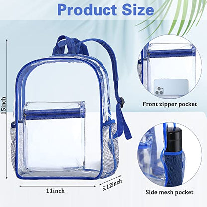 WILLBOND 12Pack Clear Backpack Heavy Duty Transparent Bookbag See Through Waterproof Plastic Backpack Bulk(Multicolor) - color: Rose Red, Blue, Light Gray, Black
