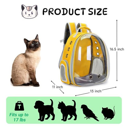 Cat Bubble Backpack Carrier for Small Medium Dogs Cats Carrying Bag, Airline Approved Pet Travel Carrying Bag Dog Hiking Walking Outdoor Backpack (Yellow) - color: Yellow